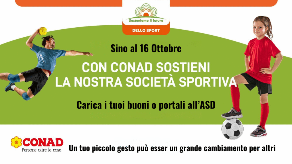 Locandina per sostenere l'asd con i buoni sport. 